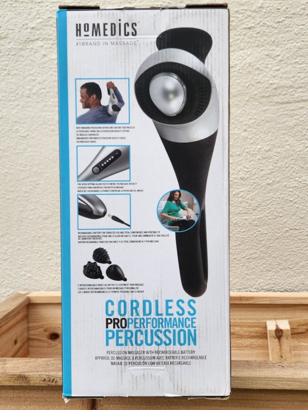 NEW Homedics Cordless Back Massager Neck Shoulders Percussion Massager with Rech